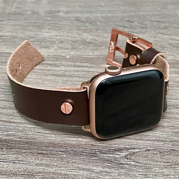 18mm Dark Brown Vegan Leather Apple iWatch Band main image 8